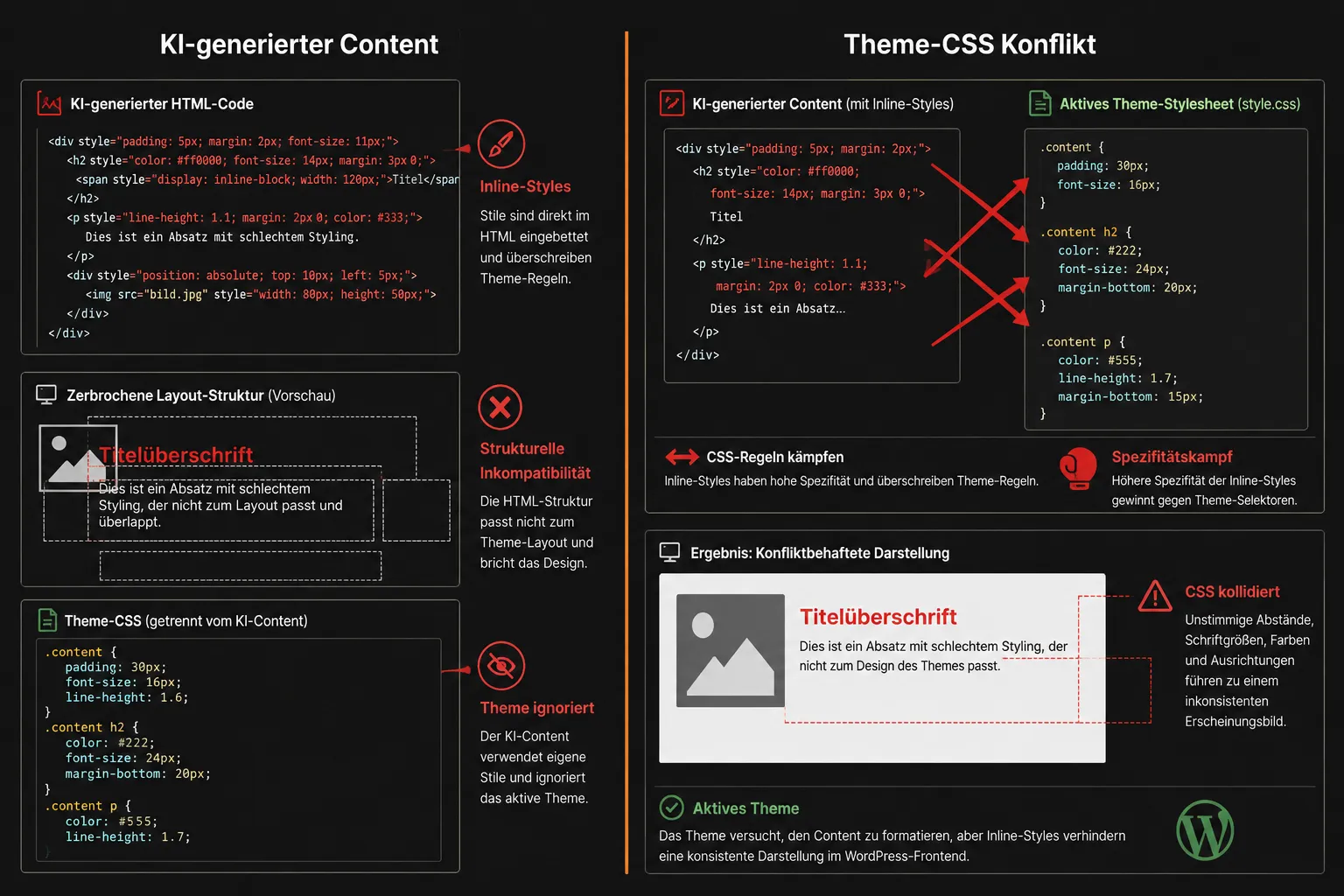 Responsive Design Probleme bei KI-generierten WordPress-Layouts