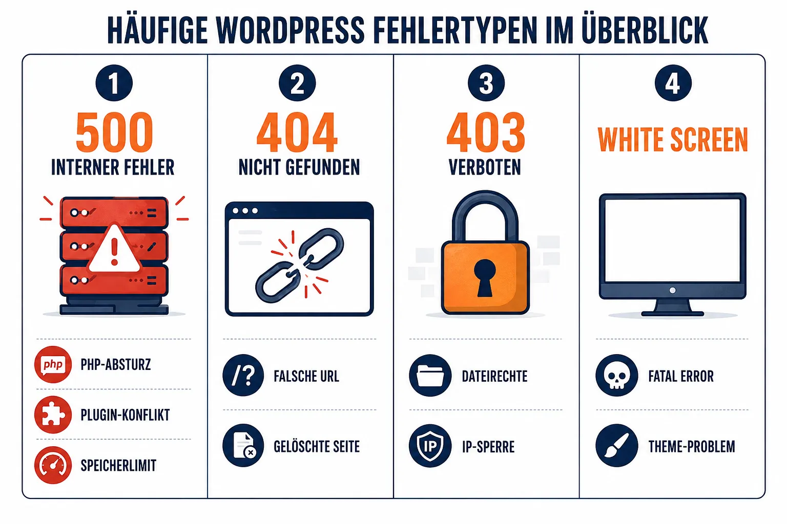 Unterschied zwischen HTTP 500 Fehler und anderen WordPress-Fehlern