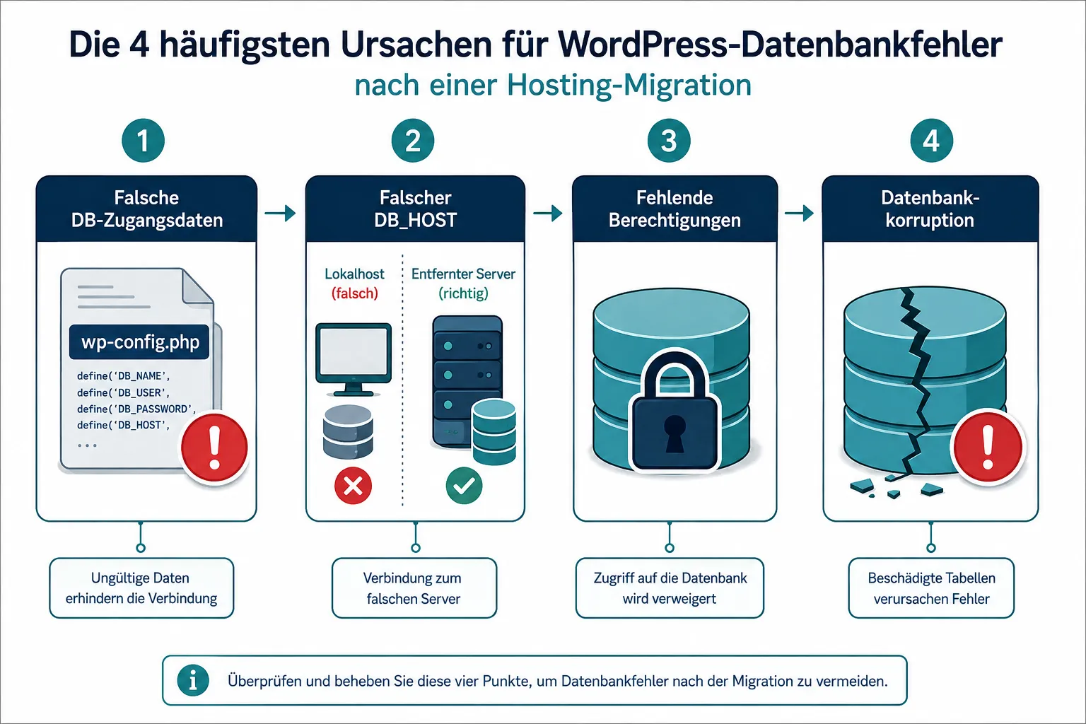 Was verursacht WordPress Datenbankfehler nach einer Hosting-Migration?