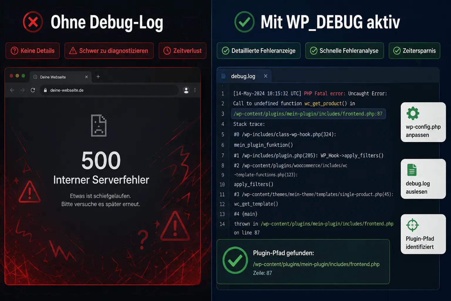 WordPress 500 Fehler Debug-Log: So aktivieren und lesen Sie ihn