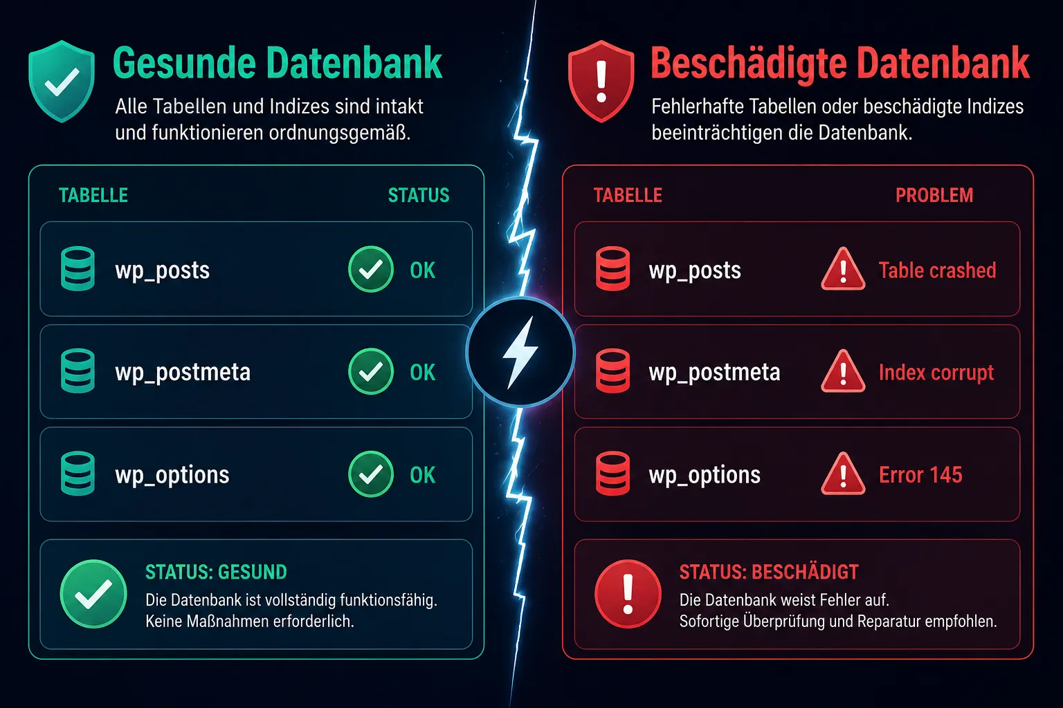 WordPress Datenbank-Tabellen gezielt reparieren: Die vier Methoden im Vergleich