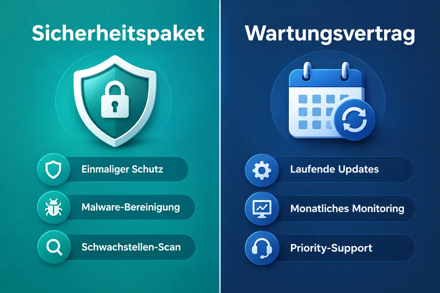 Unterschied zwischen WordPress Sicherheitspaket und Wartungsvertrag