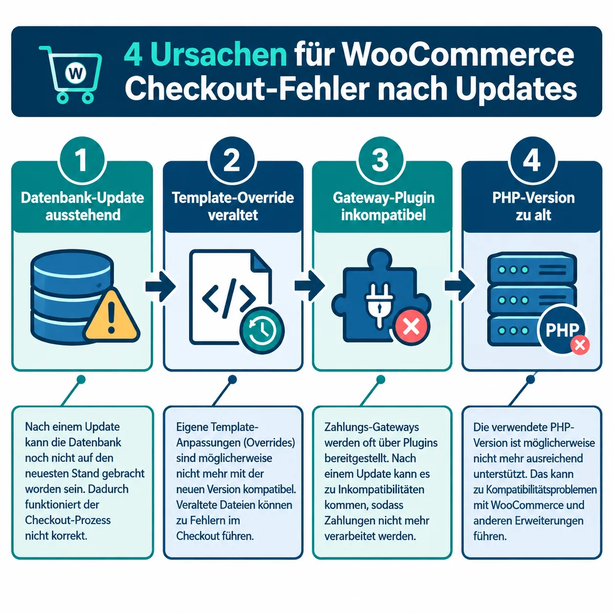 Warum schlägt die WooCommerce-Zahlung nach einem Plugin-Update fehl?