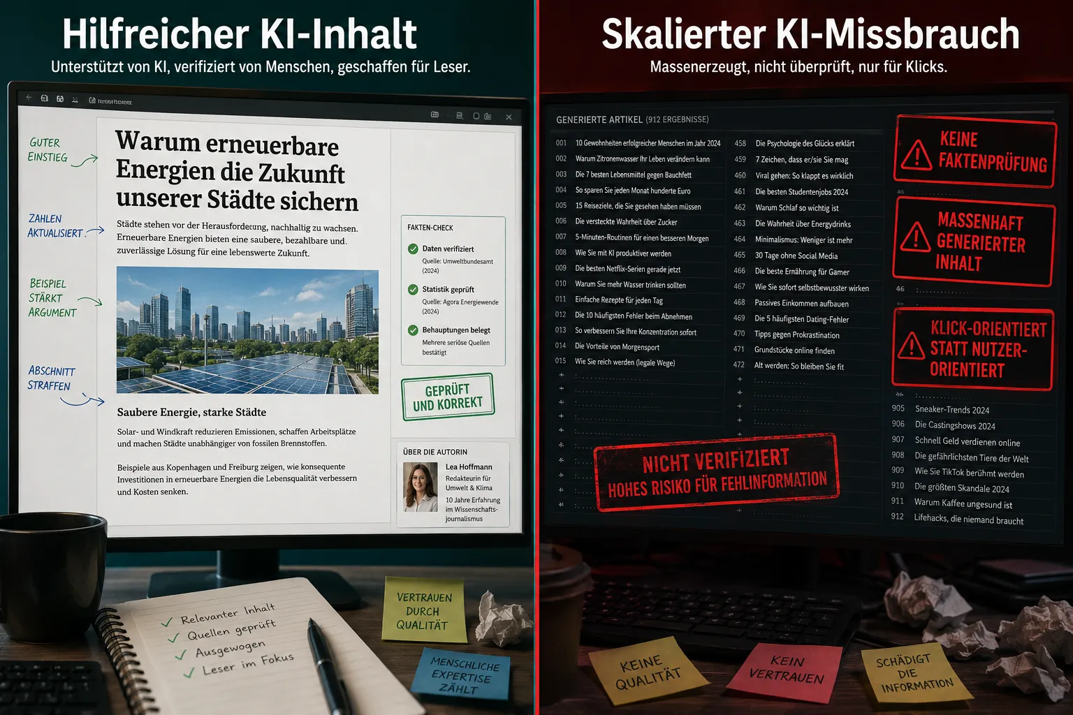 Was ist der Unterschied zwischen hilfreichen KI-Inhalten und skalierten KI-Inhalten?