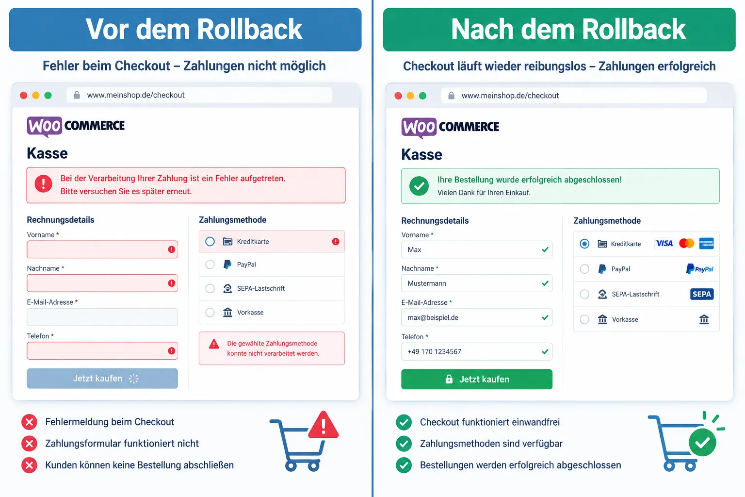 Wie macht man ein Rollback eines WooCommerce Plugin-Updates?