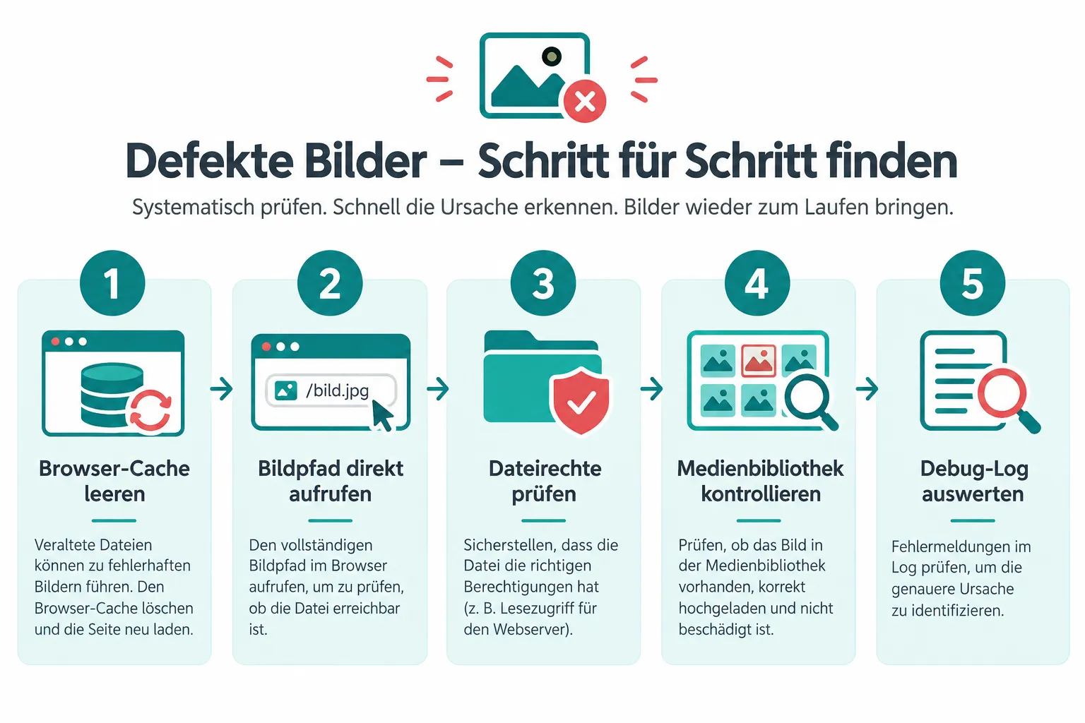 Bilder anzeigen: Fehlersuche in fünf Schritten