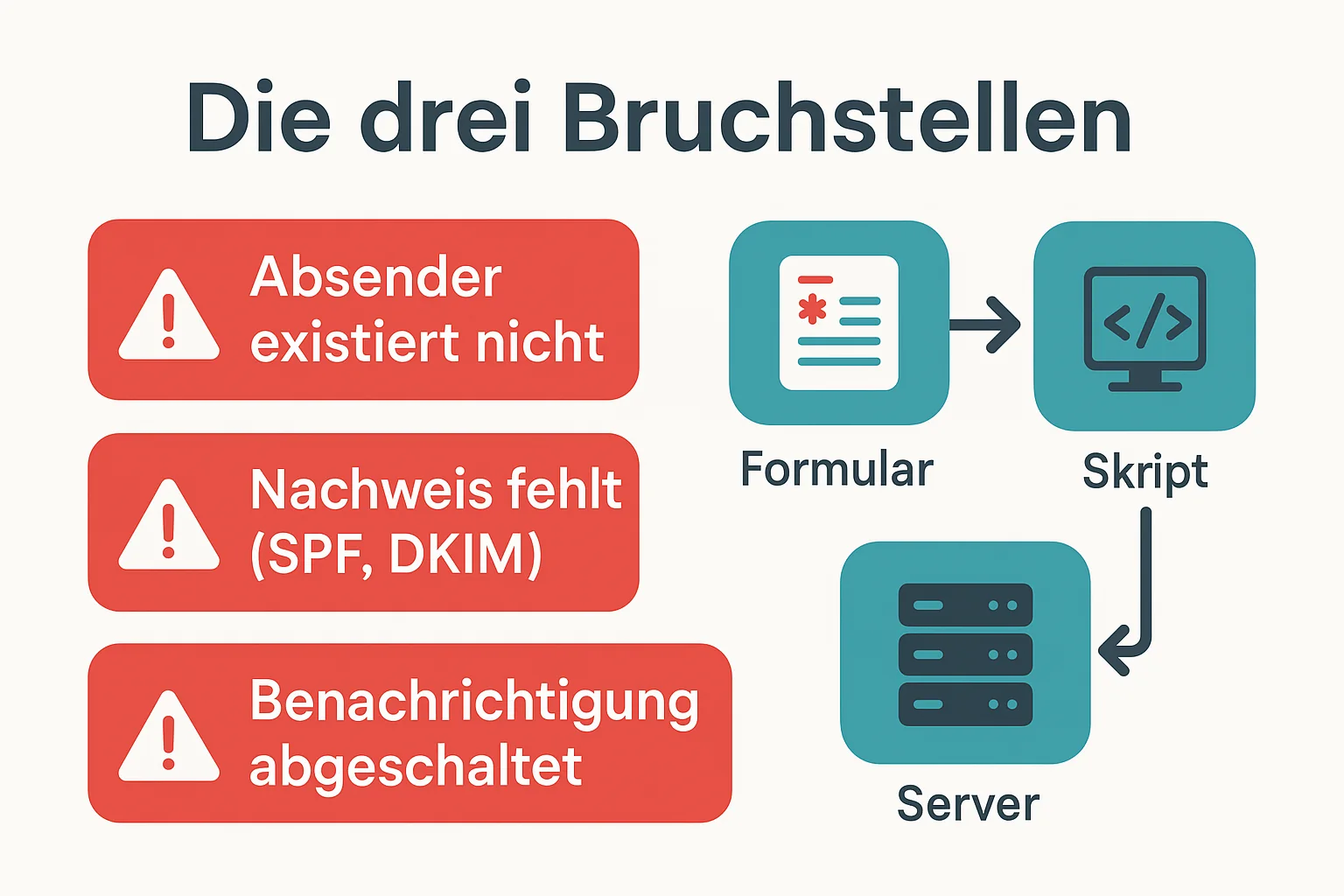 Formular sendet keine E-Mails beheben: die drei Bruchstellen