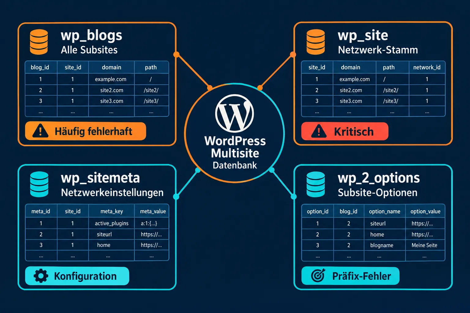 HĂ€ufige Datenbankfehler in WordPress Multisite und wie man sie behebt