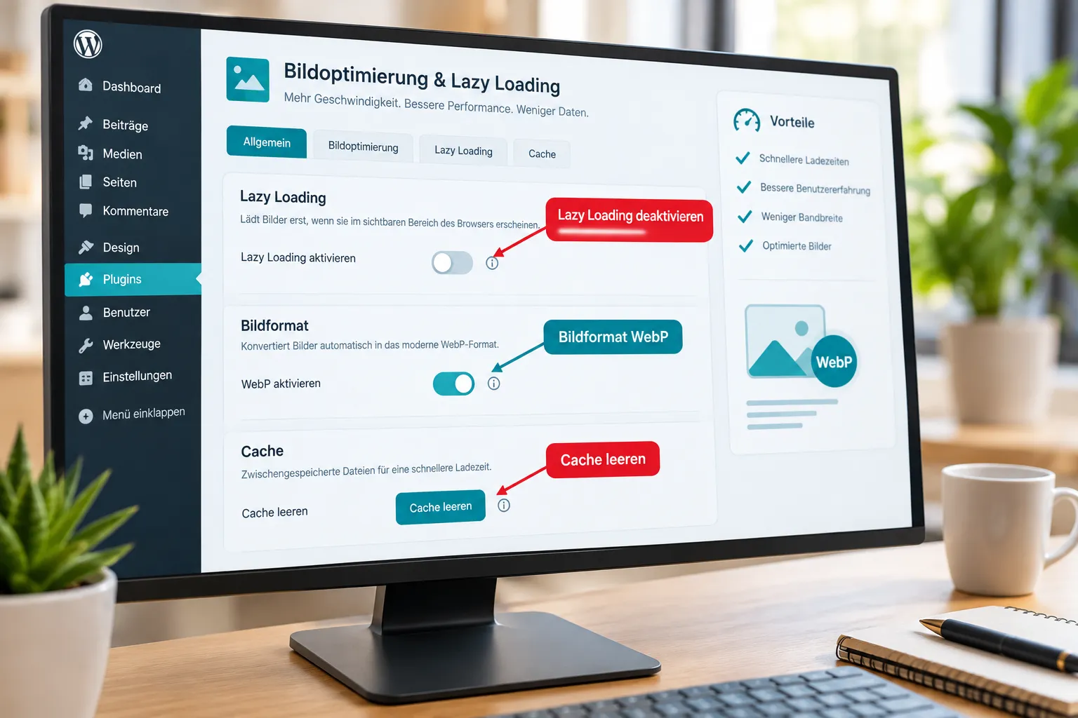 Plugins deaktivieren: WordPress Theme und Lazy Loading prüfen