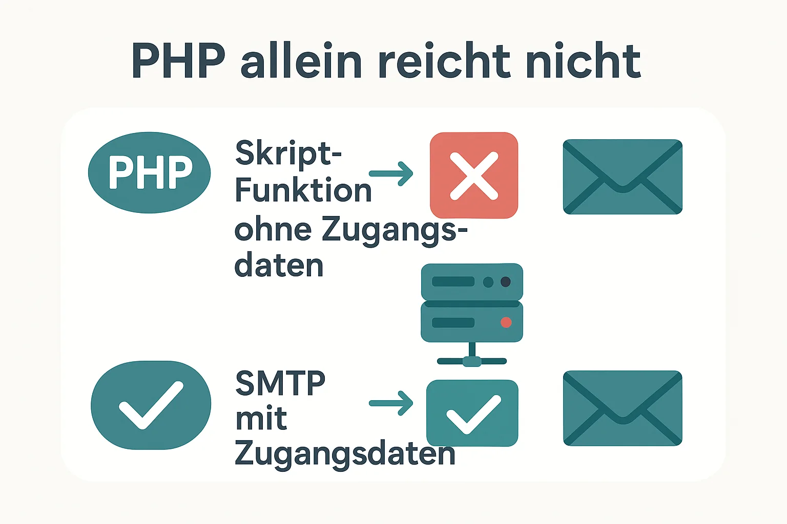 Warum PHP allein nicht reicht, um E-Mails zu versenden
