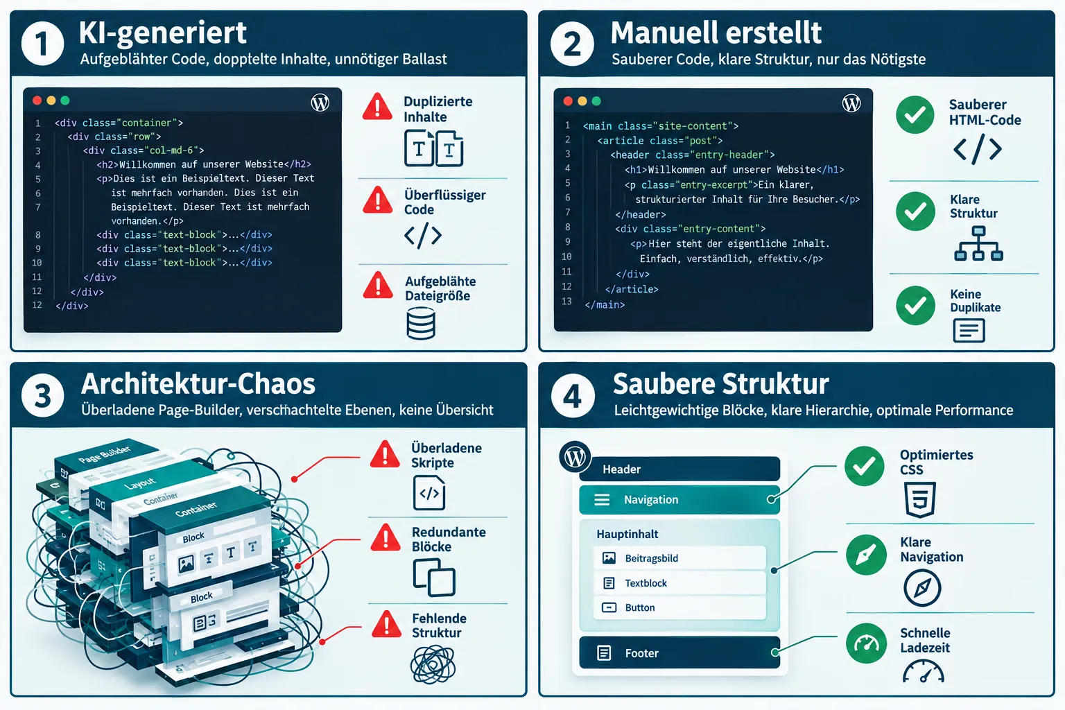 Was ist der Unterschied zwischen KI-generiertem und manuell erstelltem WordPress-Content?