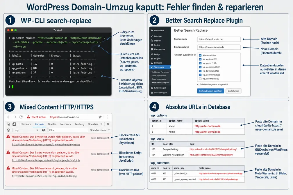 Was ist ein WordPress Domain-Umzug und warum geht danach alles kaputt?