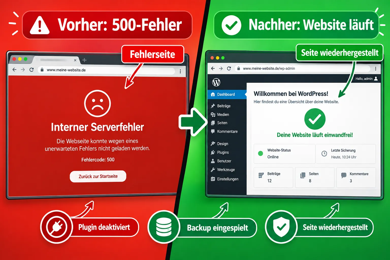 Wie verhindert man 500-Fehler beim Aktualisieren von WordPress-Plugins?