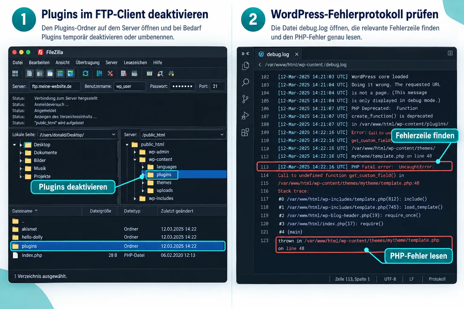 WordPress 500 Fehler: Plugin oder Theme schuld?