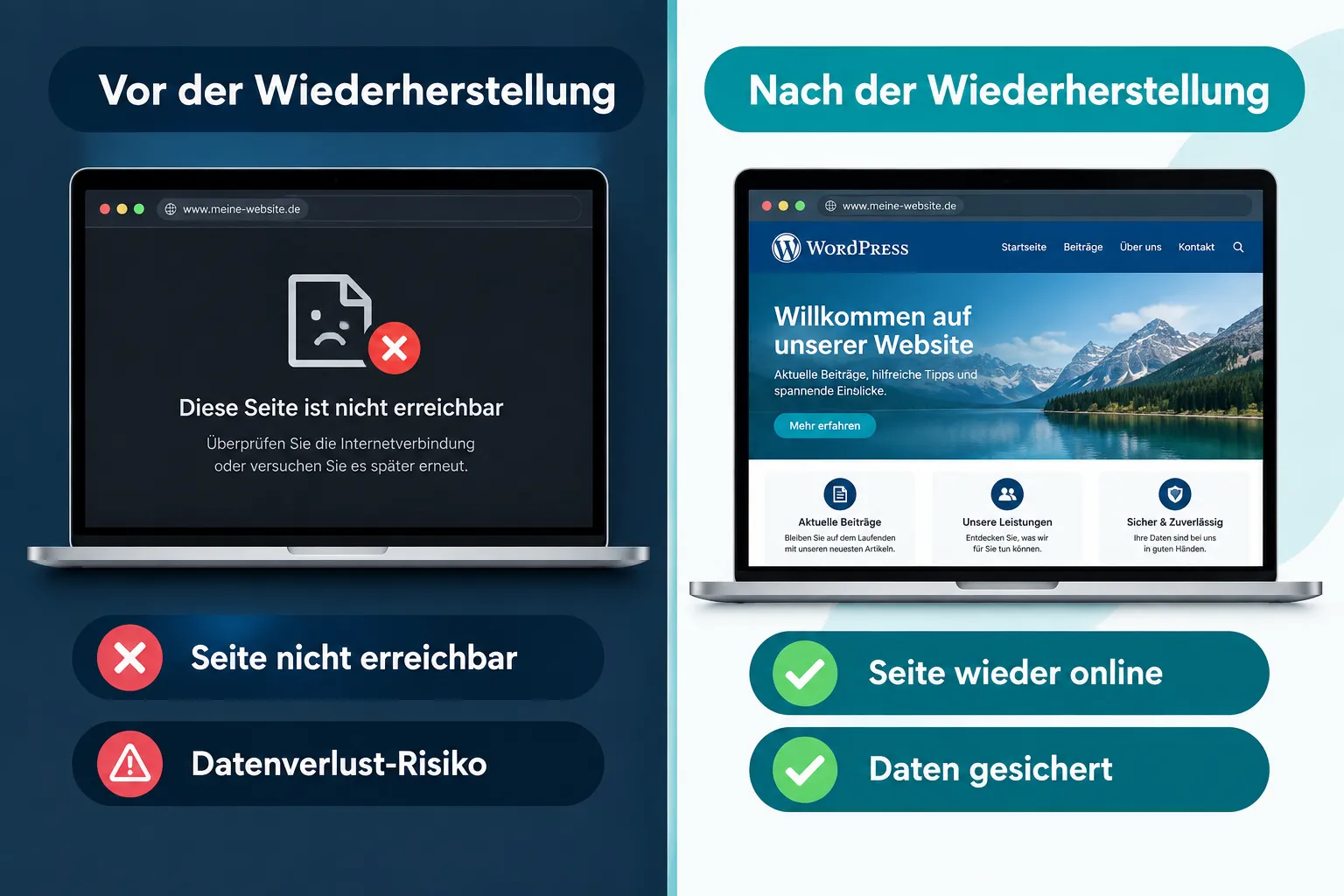 WordPress-Daten retten wenn die Seite down ist: Backup-Strategien ohne Datenverlust