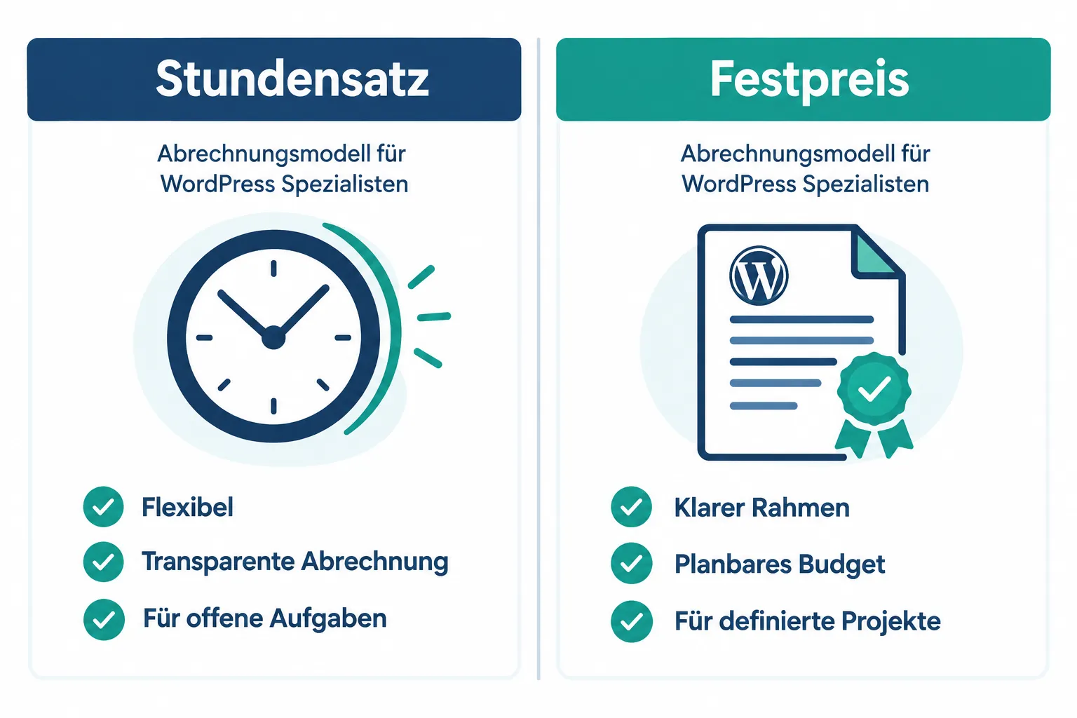 Vergleich Stundensatz und Festpreis Abrechnungsmodelle